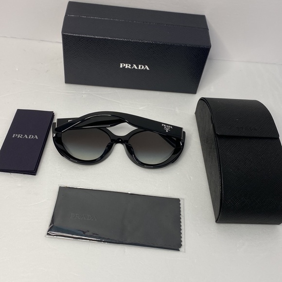 New - PRADA SPR 01Y 1AB-0A7 round frame with grey gradient lenses  Sunglasses - Picture 10 of 12
